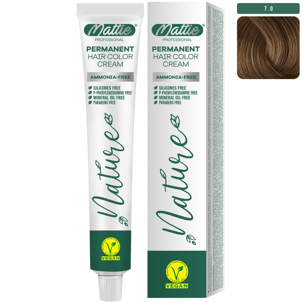 Mattie Professional Nature (7.0) Intense Blonde - Vegan Permanent Color Cream 60ml
