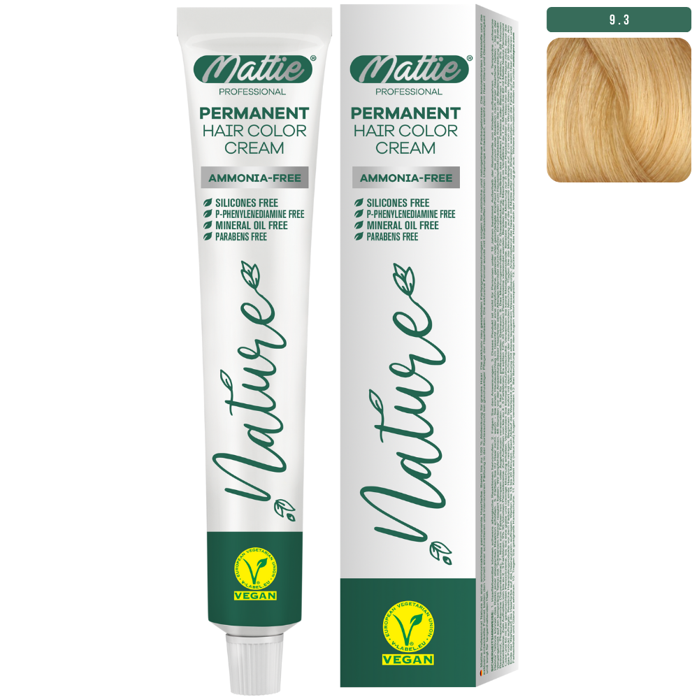 Mattie Professional Nature (9.3) Light Golden Blonde - Vegan Permanent Color Cream 60ml