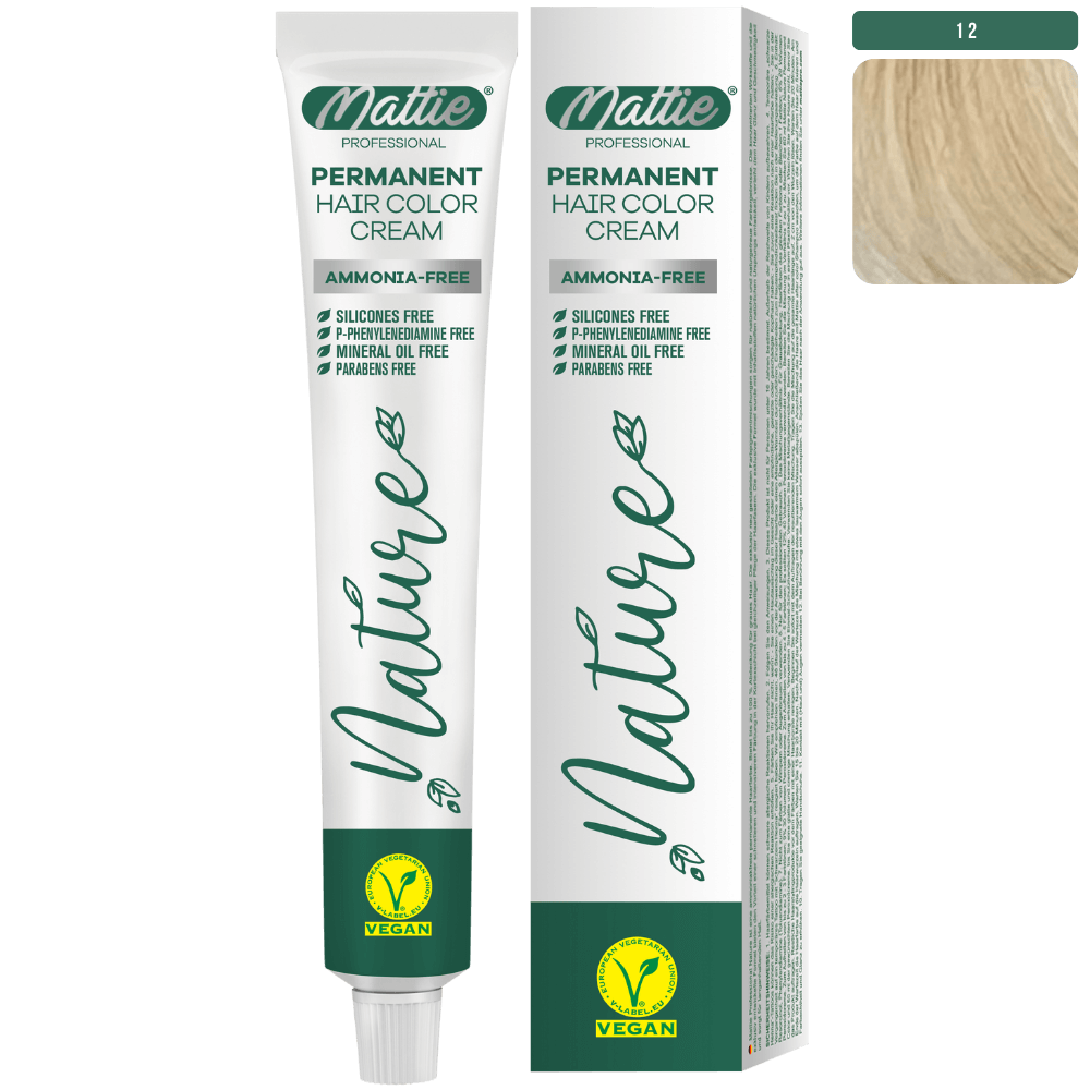 Mattie Professional Nature (12) Intense Blonde Super Aclarant - Vegan Permanent Color Cream 60ml