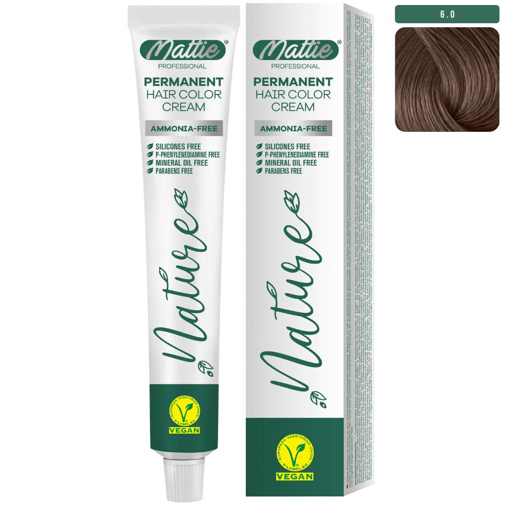 Mattie Professional Nature (6.0) Intense Dark Blonde - Vegan Permanent Color Cream 60ml