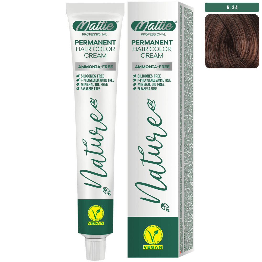 Mattie Professional Nature (6.34) Dark Blonde Golden Copper - Vegan Permanent Color Cream 60ml