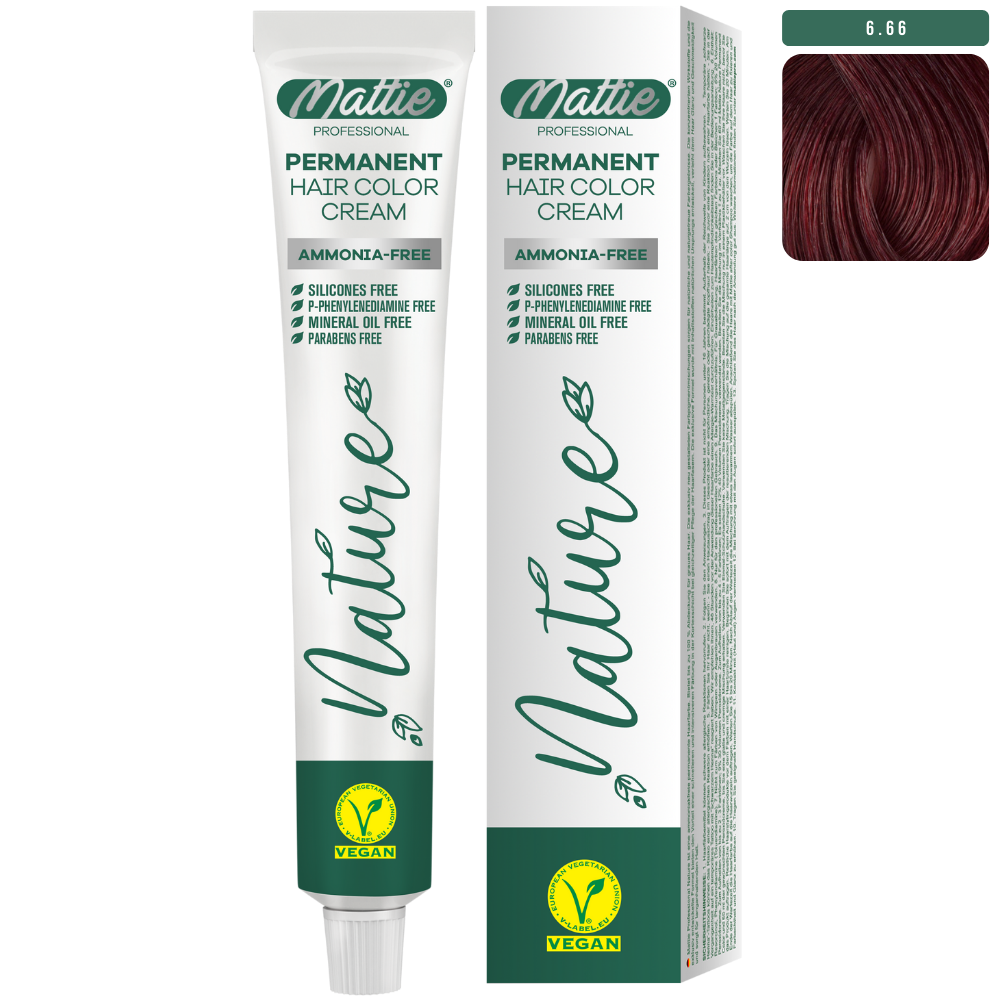 Mattie Professional Nature (6.66) Dark Blonde Intense Red - Vegan Permanent Color Cream 60ml