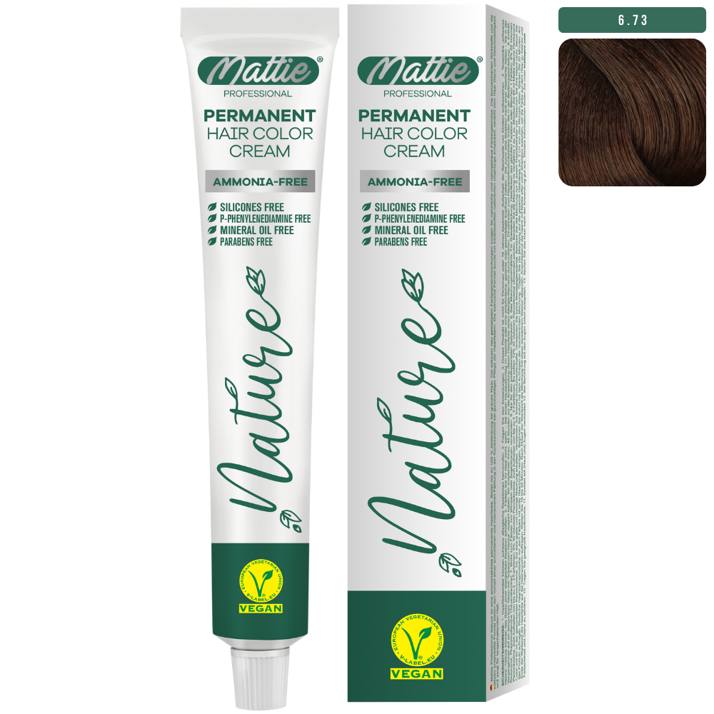 Mattie Professional Nature (6.73) Dark Blonde Golden Brown - Vegan Permanent Color Cream 60ml