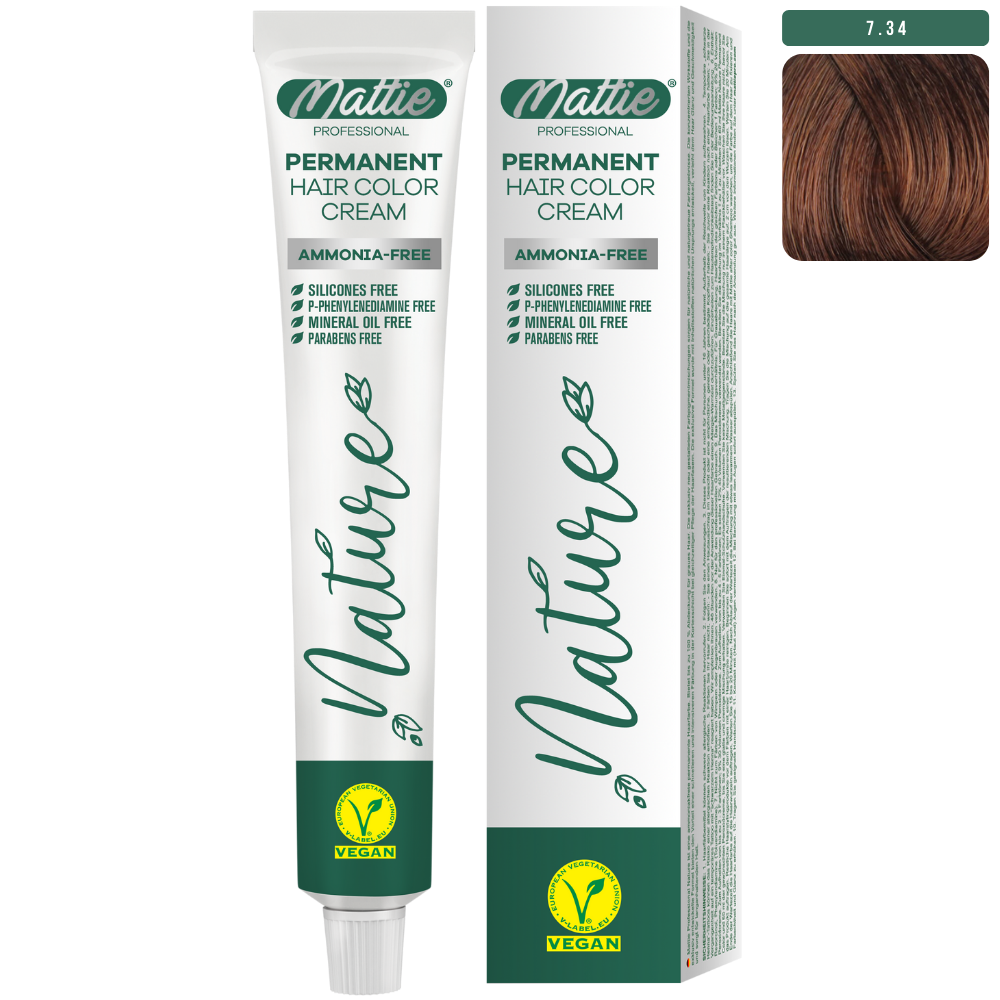 Mattie Professional Nature (7.34) Amber Blonde - Vegan Permanent Color Cream 60ml