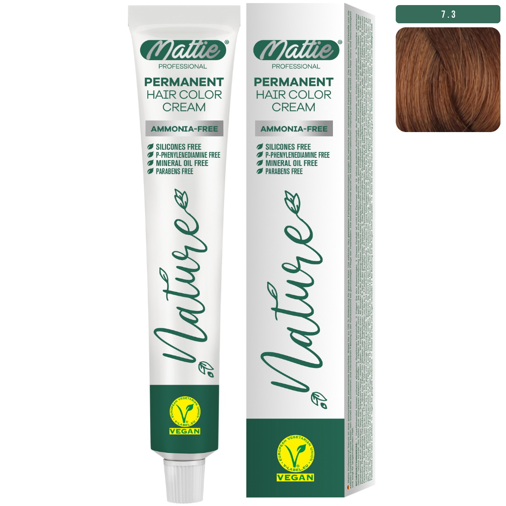 Mattie Professional Nature (7.3) Dark Golden Blonde - Vegan Permanent Color Cream 60ml