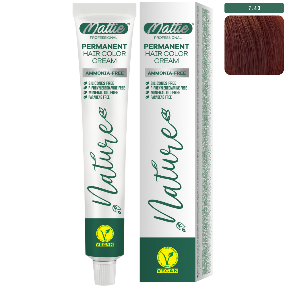 Mattie Professional Nature (7.43) Copper Golden - Vegan Permanent Color Cream 60ml