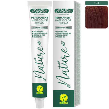 Mattie Professional Nature (7.43) Copper Golden - Vegan Permanent Color Cream 60ml