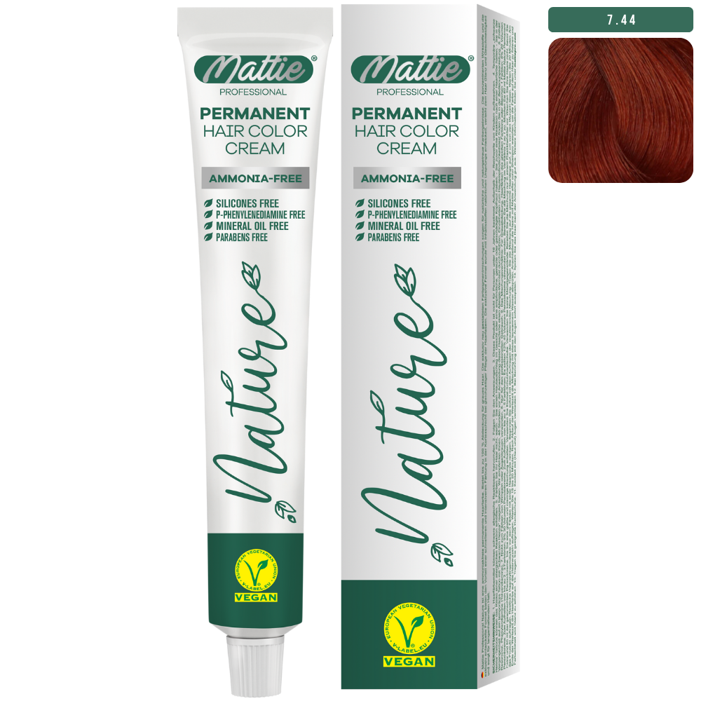 Mattie Professional Nature (7.44) Intense Copper - Vegan Permanent Color Cream 60ml