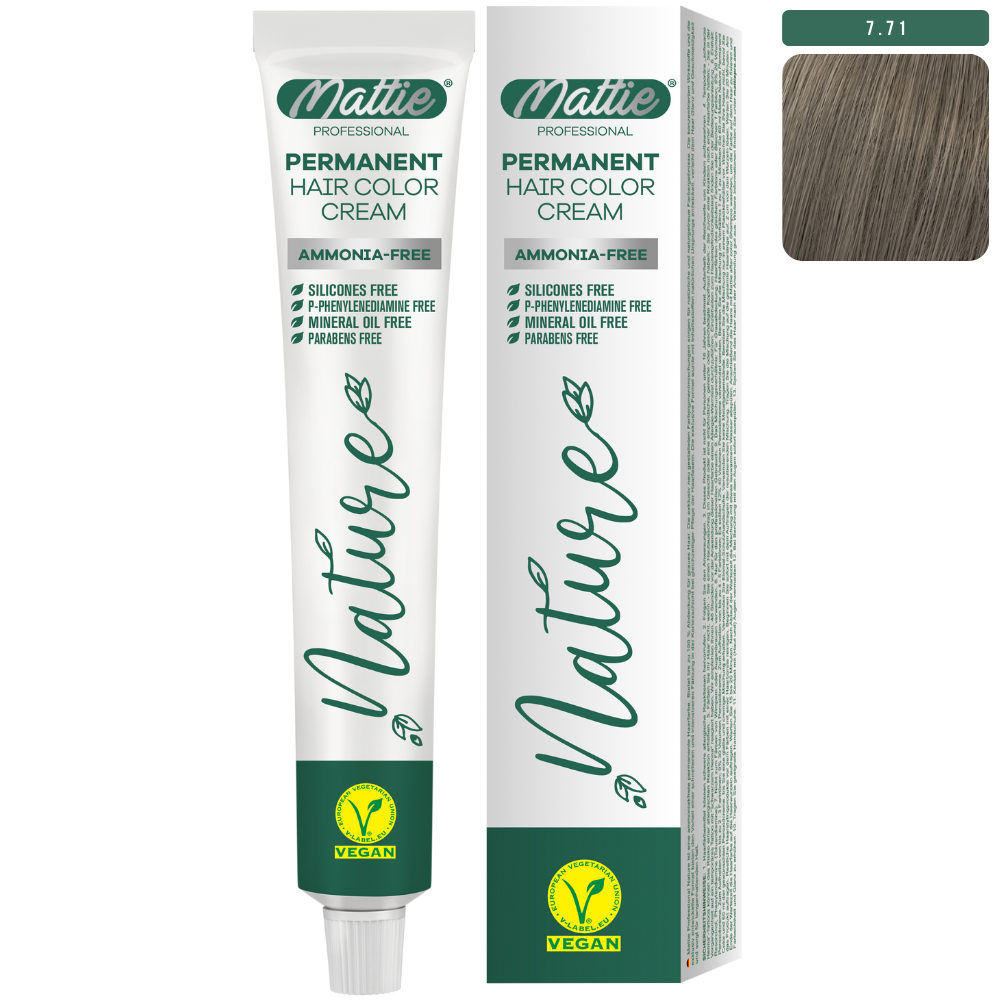 Mattie Professional Nature (7.71) Blonde Ash Brown - Vegan Permanent Color Cream 60ml