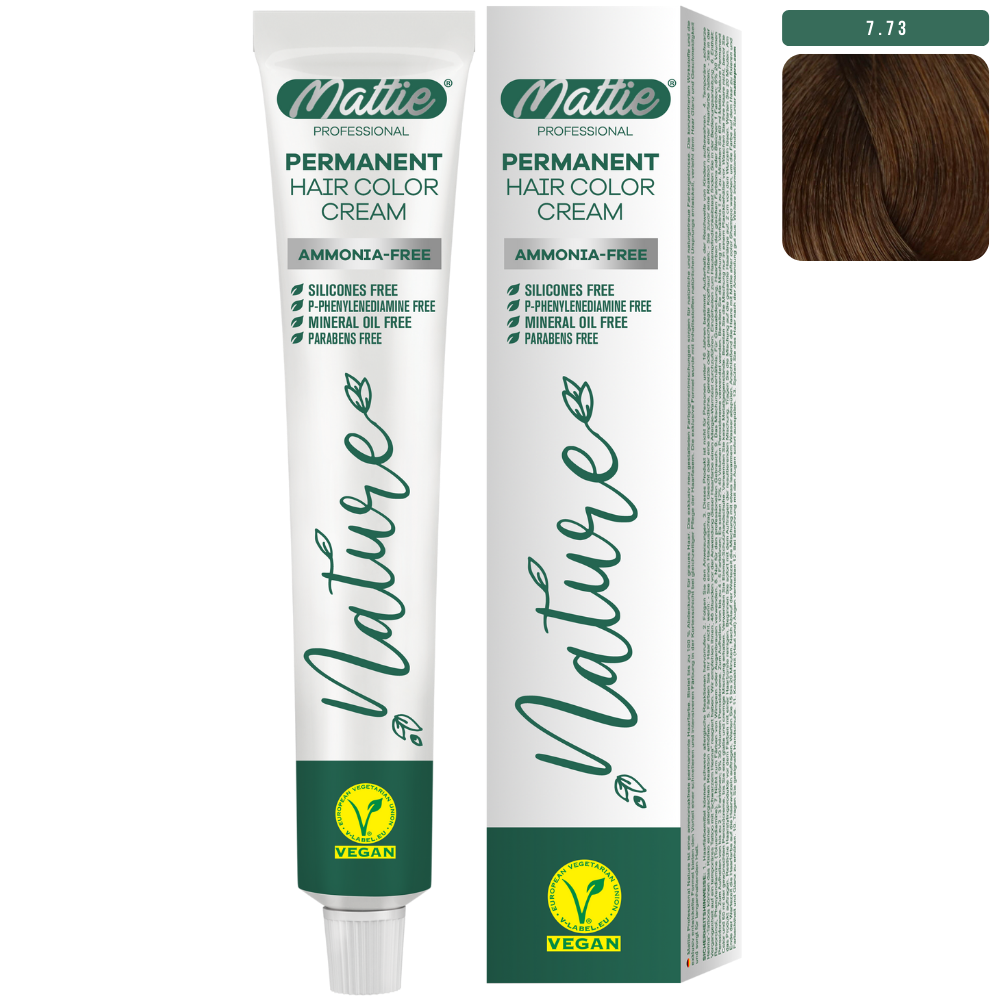 Mattie Professional Nature (7.73) Blonde Golden Brown - Vegan Permanent Color Cream 60ml
