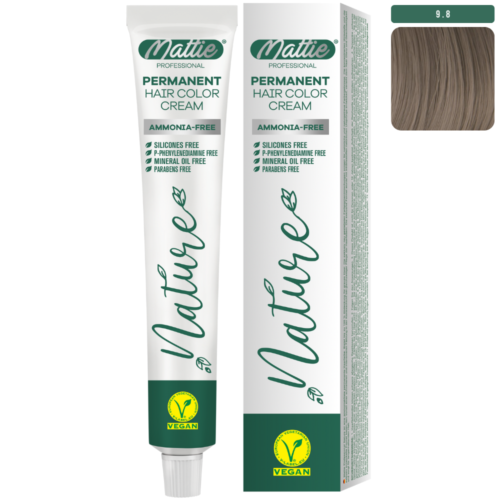Mattie Professional Nature (9.8) Very Light Blonde Sand Beige - Vegan Permanent Color Cream 60ml