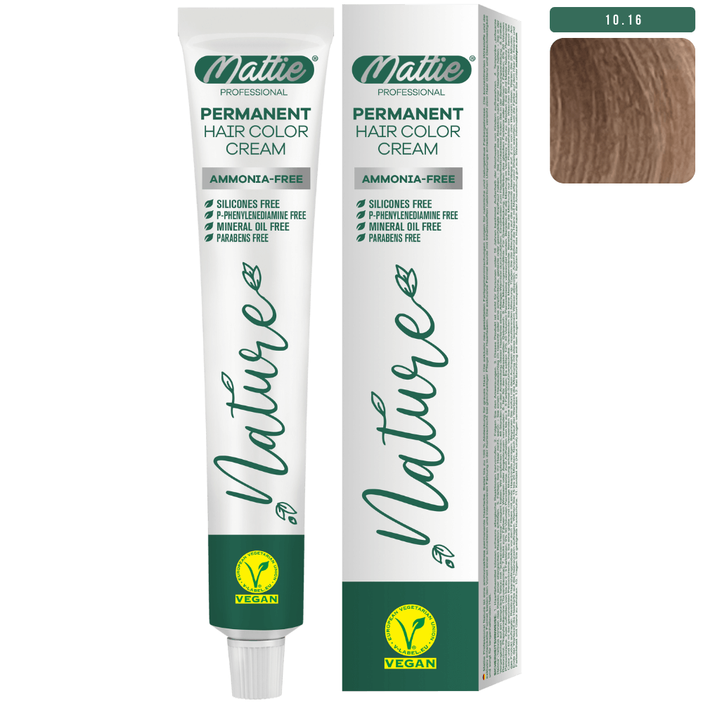 Mattie Professional Nature (10.16) Extra Light Ash Rose Blonde - Vegan Permanent Color Cream 60ml